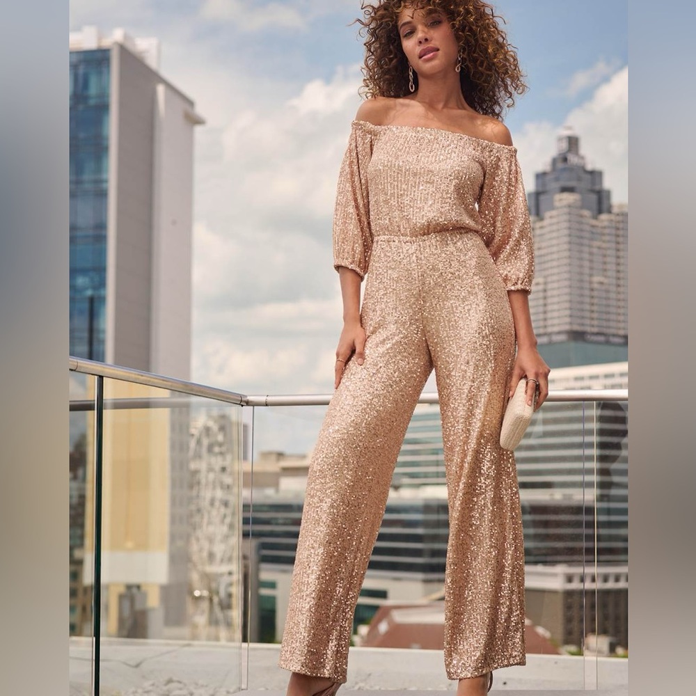 Venus Rose Gold Evening Wear Jumpsuit